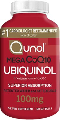 Qunol Mega Ubiquinol CoQ10 100mg 120 Count Softgels / NEW & SEALED / exp.  1/28