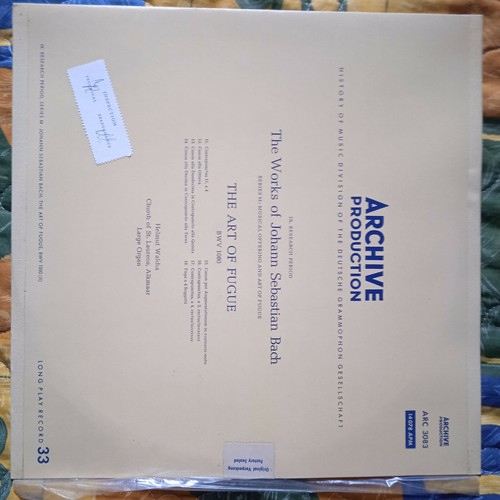 DGG ARCHIV APM 14600/1 (2 LP) BACH THE ART OF FUGUE BWV 1080 *HELMUT WALCHA NM - Picture 5 of 7