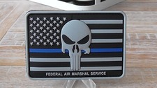 US Federal Air Marshal Service FAM FAMS Grey Punisher Hook & Loop Rubber Patch