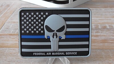 US Federal Air Marshal Service FAM FAMS Grey Punisher Hook & Loop Rubber Patch