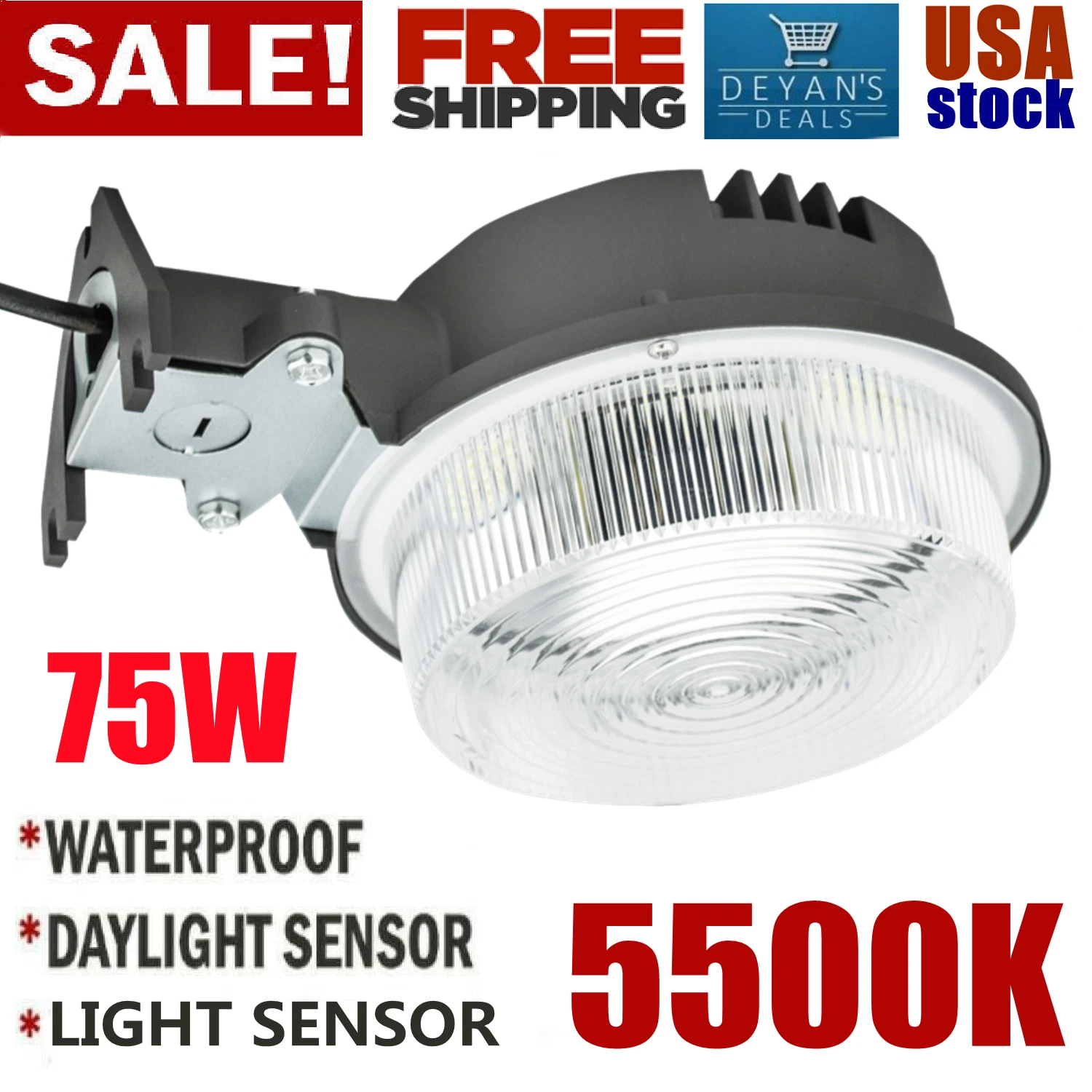 Outdoor LED Barn Light Yard Street Security Dusk to Dawn Waterproof Floodlight