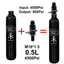 TUXING 4500Psi Pcp Air Tank 0.5L 31Cu Carbon Fiber HPA Tank with Valve for Rifle