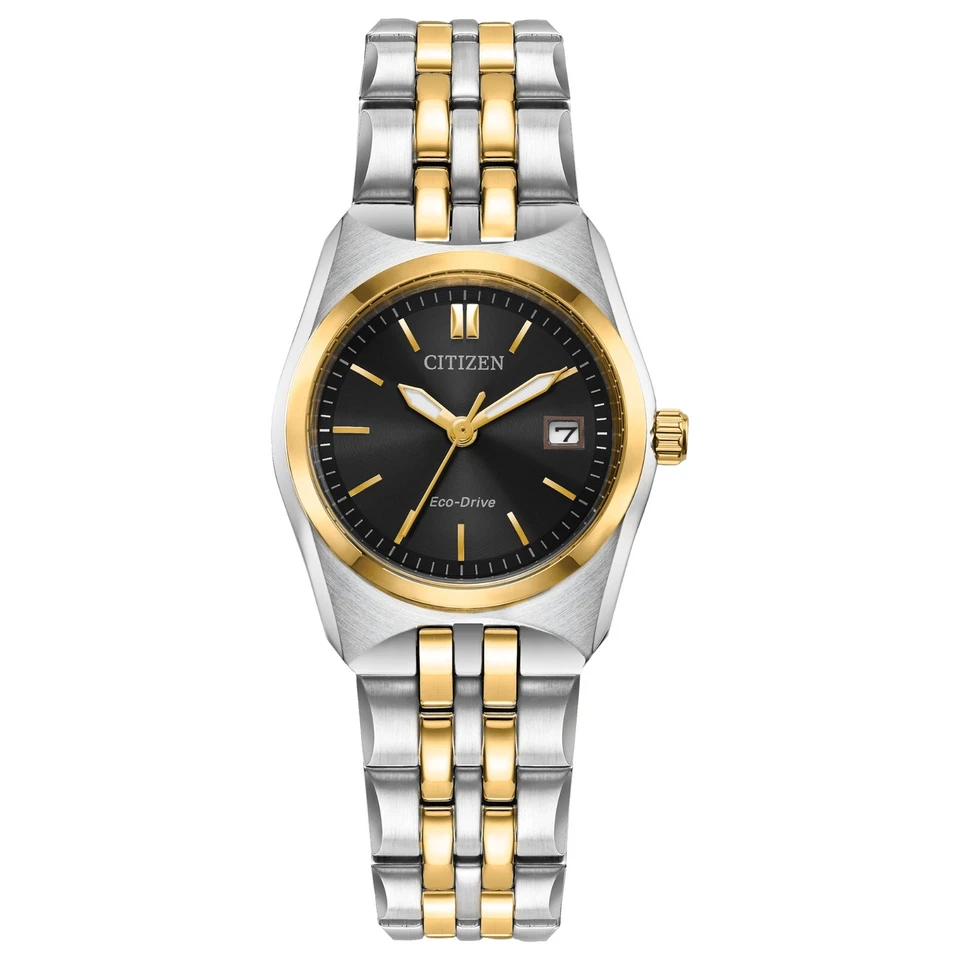 Citizen Eco-Drive Women's Corso Calendar Siler Gold Watch 28MM EW2299-50E