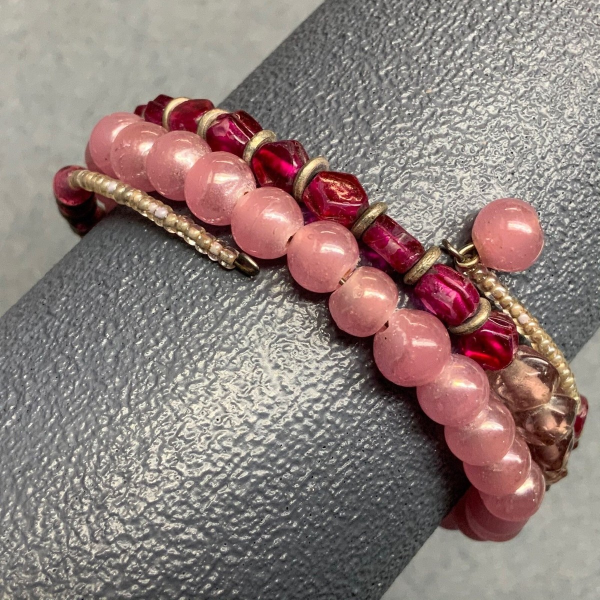 Pink Pearl and Silver Crystal Bracelet Watch seller refurbished with new bat Freshwater pink baroque pearl sterling silver bracelet  main image 4