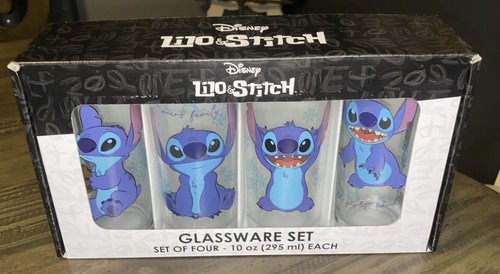 š„Disneyš„ LILO AND STITCHš„Glassware Set Of 4 - Brand New!!!!! 10oz Glasses š„