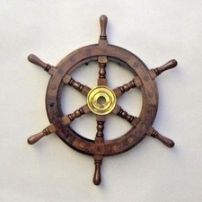 12" SHIP WHEEL WOODEN ~ PIRATE DECOR ~ NAUTICAL DECOR ~ MARITIME ~ HOME DECOR