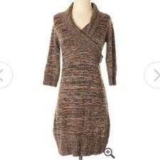 ALYX- Long-sleeve Collared Striped Sweater Dress,  Size:  Medium , color-Brown