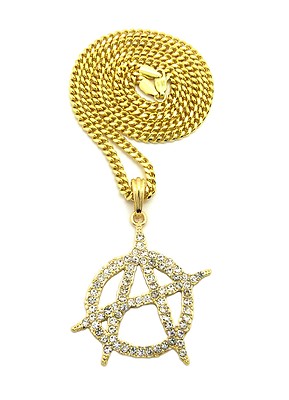 Hip Hop Stone Filled Anarchy Goth Punk Pendant 24