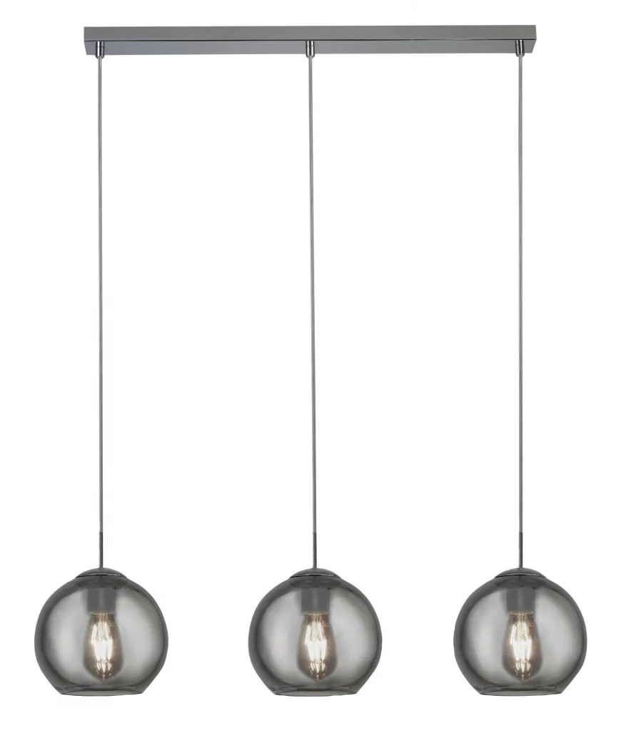 Ceiling Light Silver Balls 3 Chrome Mirror Smoked Glass Searchlight 1623-3SM