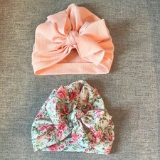 2-Pack Girls Baby Turban Hats Pink Textured &...