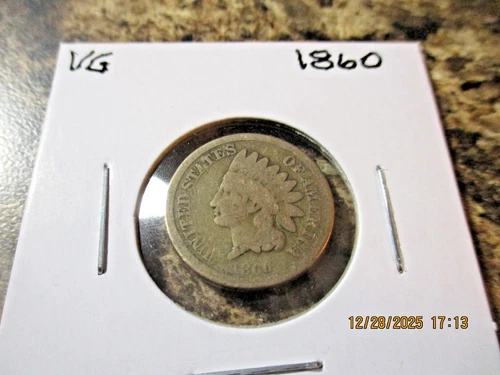 1860 COPPER NICKEL INDIAN CENT VERY GOOD      96