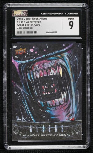 2018 Upper Deck Aliens Movie 1/1 Jon Mangini #SKT CGC 9 Mint Auto Sketch p1l