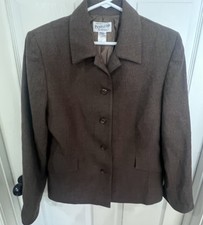 Pendleton Womens Virgin Wool Blazer Sz 12 Brown 5 Button Classic Academia