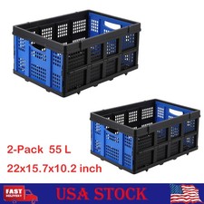 2-Pack 55 L Plastic Collapsible Milk Crates Storage Crate Folding Crate Bins