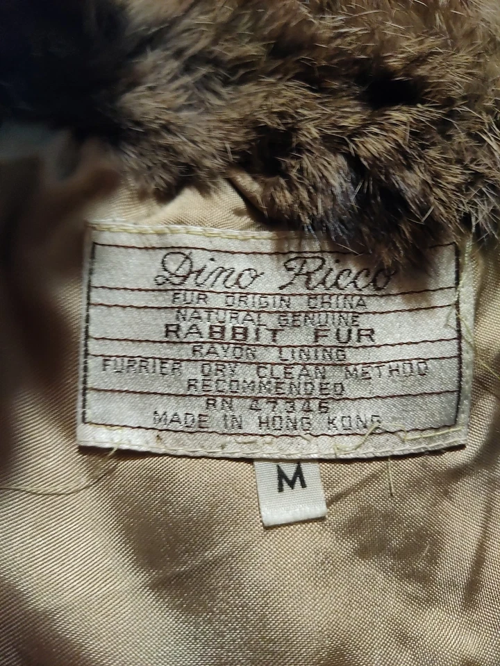 Vintage Dino Ricco Women's Natural Rabbit Fur Coat Medium Zip Up - Image 4 of 4