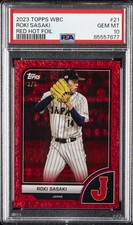 2023 TOPPS WORLD BASEBALL CLASSIC RED HOT FOIL #21 ROKI SASAKI 3/5 PSA 10