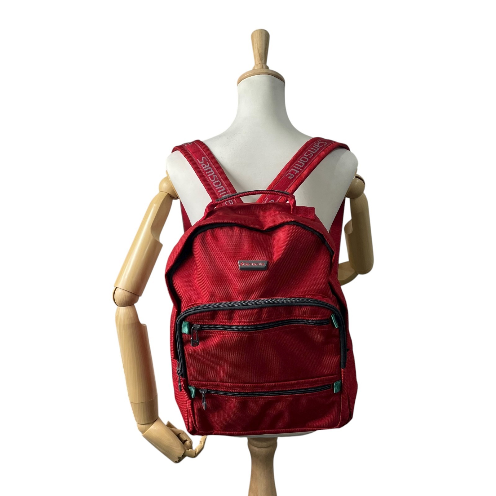 Authentic Samsonite Red Nylon Backpack Multi Pock… - image 4
