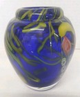 Cobalt Art Glass, Millefiori Vase/Urn, Arthur Kuzak, Vintage LN — photo 4