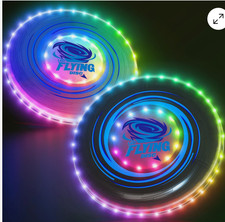 2 Pack Light up Flying Discs for Kids, 45 LEDs 14 Lighting Modes