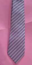 Corbata de cuello para hombre VERSA ROSA GRIS patrón de rayas de seda 100 % seda