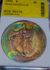 1996 1oz American Silver Eagle .999 / SGS PERFECT 70/ INSANE TONER