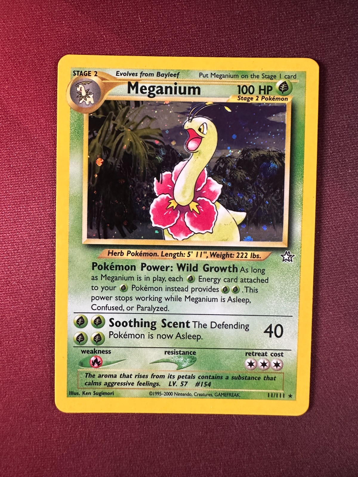 MEGANIUM 11/111 Neo Genesis HOLO SWIRL rare Unlimited Pokemon TCG card VLP-NM