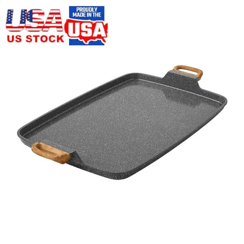 Cast Aluminum Double Griddle Rectangle Nonstick Oven Safe Dishwasher Safe New
