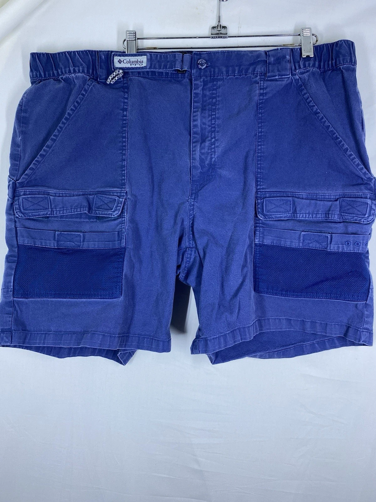 Columbia PFG Shorts Mens XL Blue Cargo Fishing Camping Khaki Vintage Outdoors US