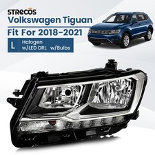 For 2018 2019 20 2021 Volkswagen Tiguan Halogen Headlight w/ LED DRL Left Driver