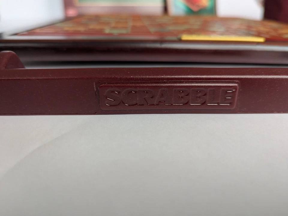 Scrabble Deluxe Edition board game complete rotating turntable wooden tiles &bag - Image 3 of 4