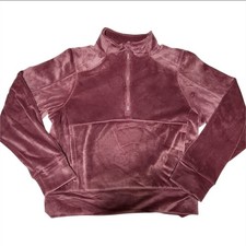 NWT Girls DSG Dusty Rose Velour Quarter-Zip Top Kangaroo Pocket Size Large