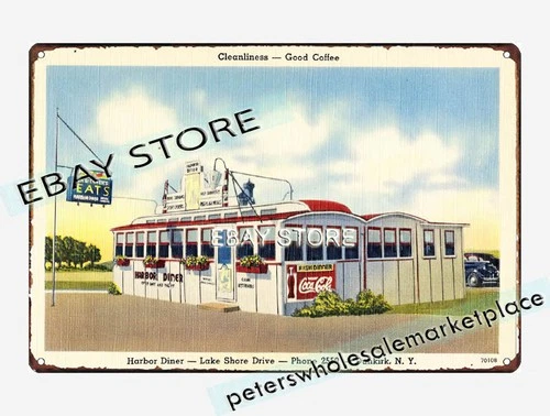1930-45 Harbor Diner Lake Shore Drive Phone 2550 Dunkirk, New York tin sign