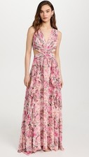 ASTR The Label Noya Floral Pleated Cut Out Maxi Dress Sz M Sundress