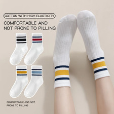 Four Pairs of Children'S Socks for Spring and Autumn, Striped Versatile Style, M