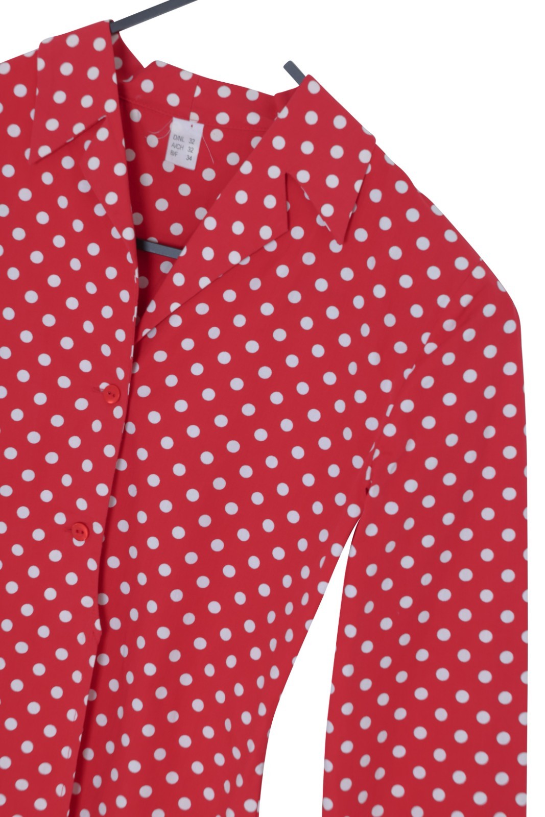Late-1990s, Fitted Day Blouse in Red Ground Polka-Dot, Waist Suppression image 3