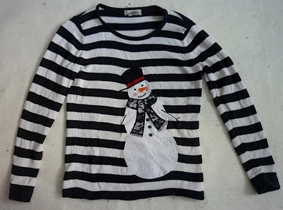 Nouveaux Pull tunique marinière Bonhomme de Neige Noël fêtes coton M - Photo 1/4
