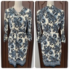 MICHAEL Michael Kors Lace-Up Yoke Paisley Print Dress - Size Small