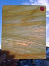 Yellow,Orange,White Wispy Stained Glass Sheet Approx:8.25"x7". Non-fusable Vtg