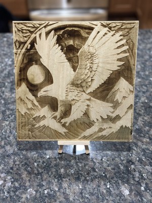 Wildlife Eagle 3D Basswood Engraving   10x10