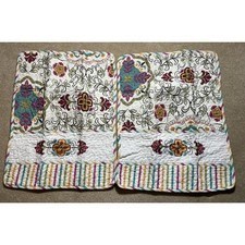 Greenland Home Fashions Quilted Pillow Shams Set of 2 Floral Striped Standard