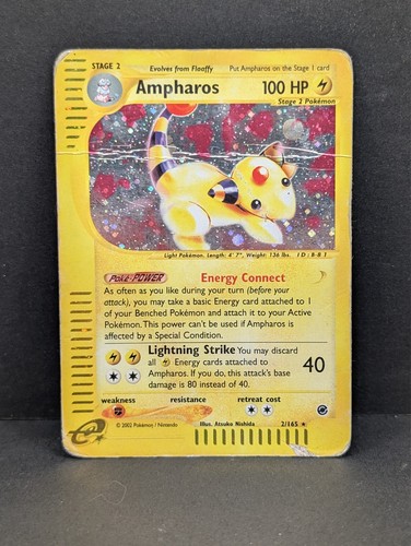 Ampharos 002/165 Expedition Base Set Holo Ultra Rare Pokemon TCG Nintendo dmg