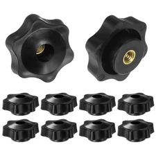 10Pcs, Star Knobs 1/4-20 Thread 38mm Head Through Hole Clamping Handles Black