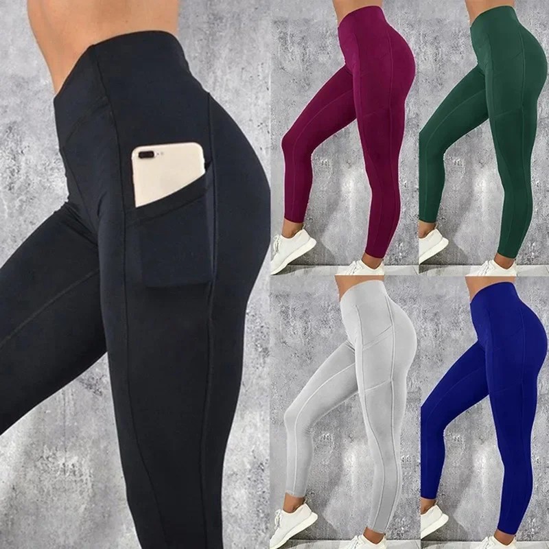 Women's Yoga Fitness Set High Waist Leggings Pocket Gym Workout Activewear