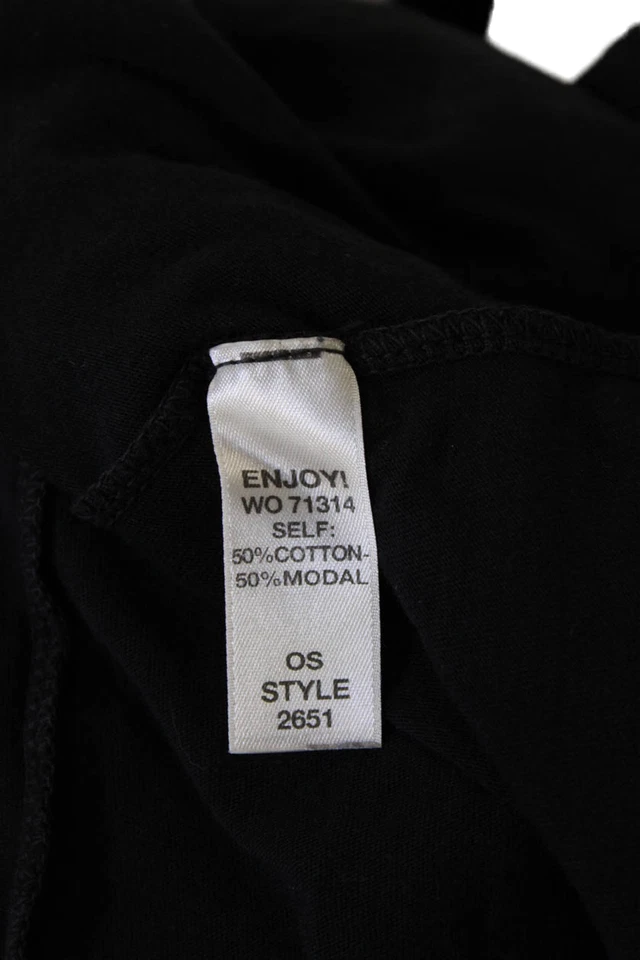 Camiseta informal Michael Stars para mujer de algodón con volantes y cuello en V negra talla única Foto 4 de 4