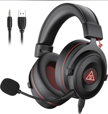 E900 Pro USB Gaming Headset for PC - Computer Headset with Detachable Noise C...