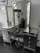 Spiegelschrank Schminktisch Glitzersteine Diamanten Silber