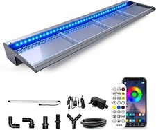 LONGRUN 90cm Pond Pool Waterfall Blade with Bluetooth RGB LED Light, Acrylic