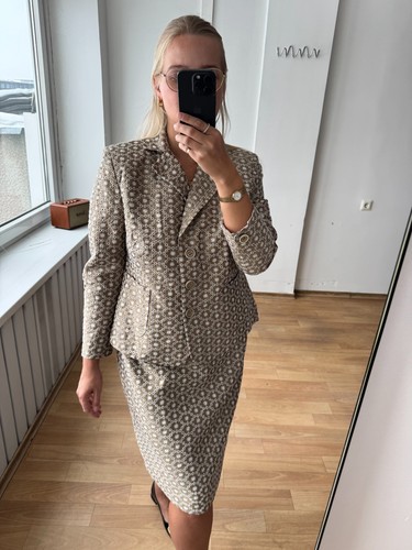 AKRIS Silk Cotton Suit Blazer & Dress Set Women's Luxury Lined, us12