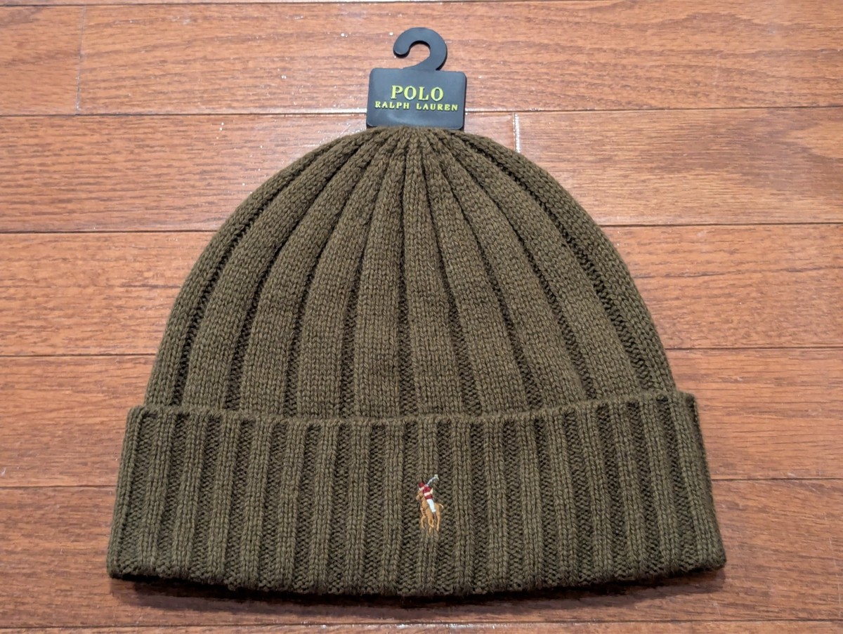 Polo Ralph Lauren Men Wool Blend Ribbed Cuff Knit Beanie Hat