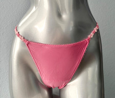 Victoria's Secret V String Panty Satin Stretch Pink w/ Flowers S M L XL